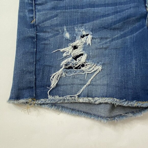 Arizona Jean Co Junior Women's size 5 Distressed Raw Hems Blue Jean Denim Shorts - Picture 5 of 9